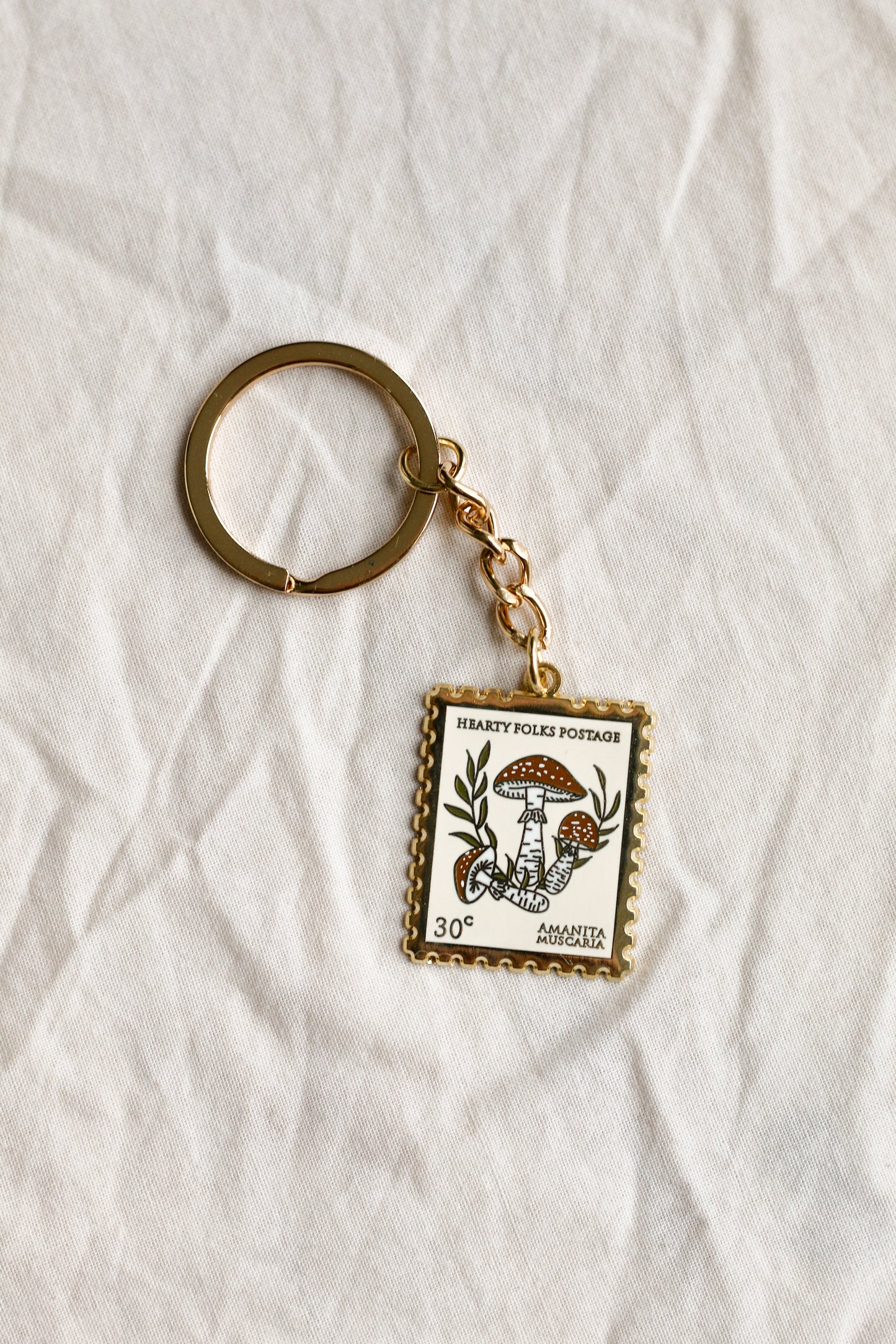 Porte-clefs Timbre postal champignons