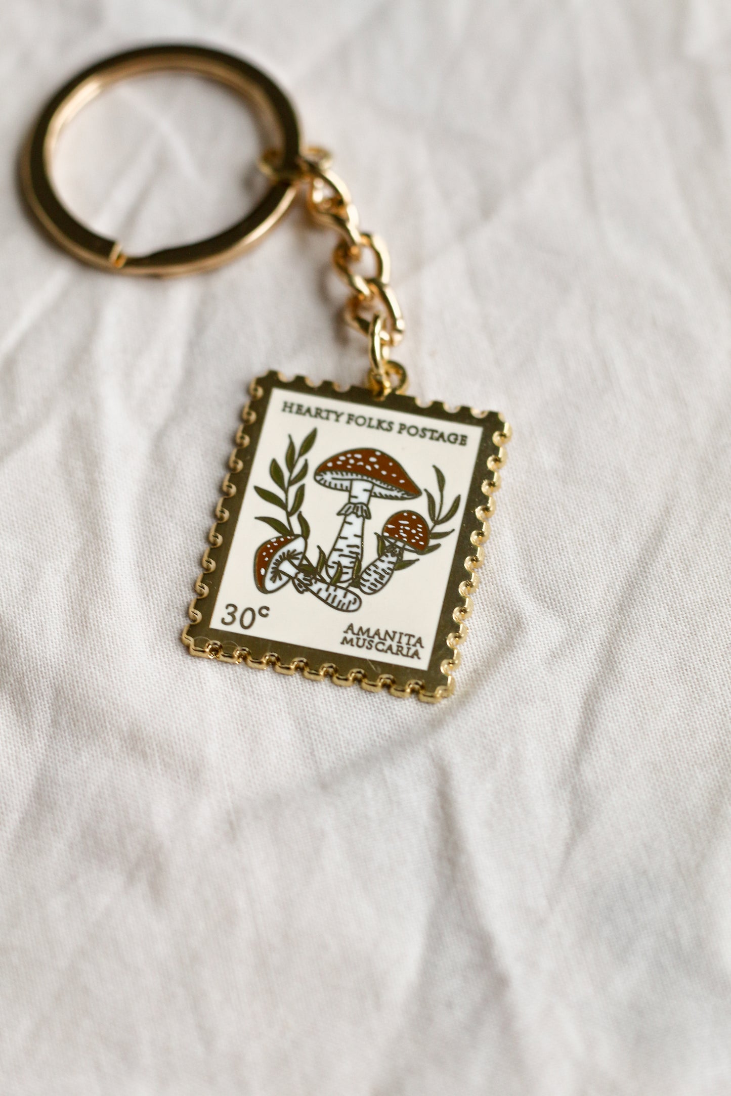 Porte-clefs Timbre postal champignons
