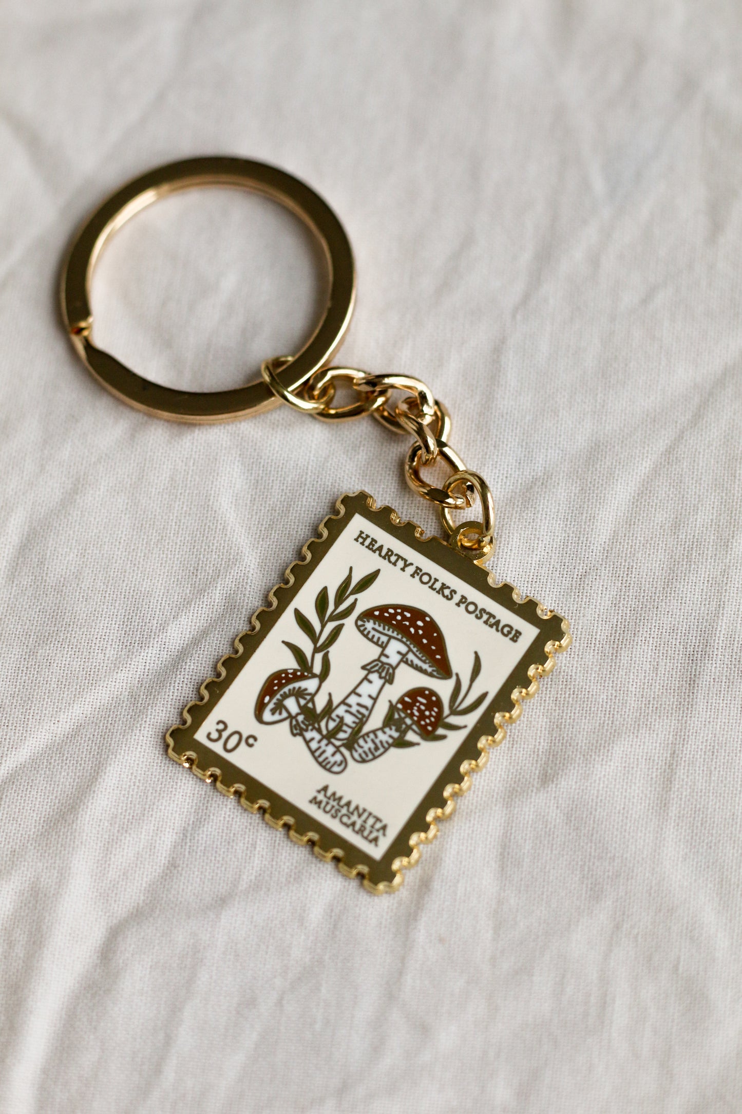 Porte-clefs Timbre postal champignons