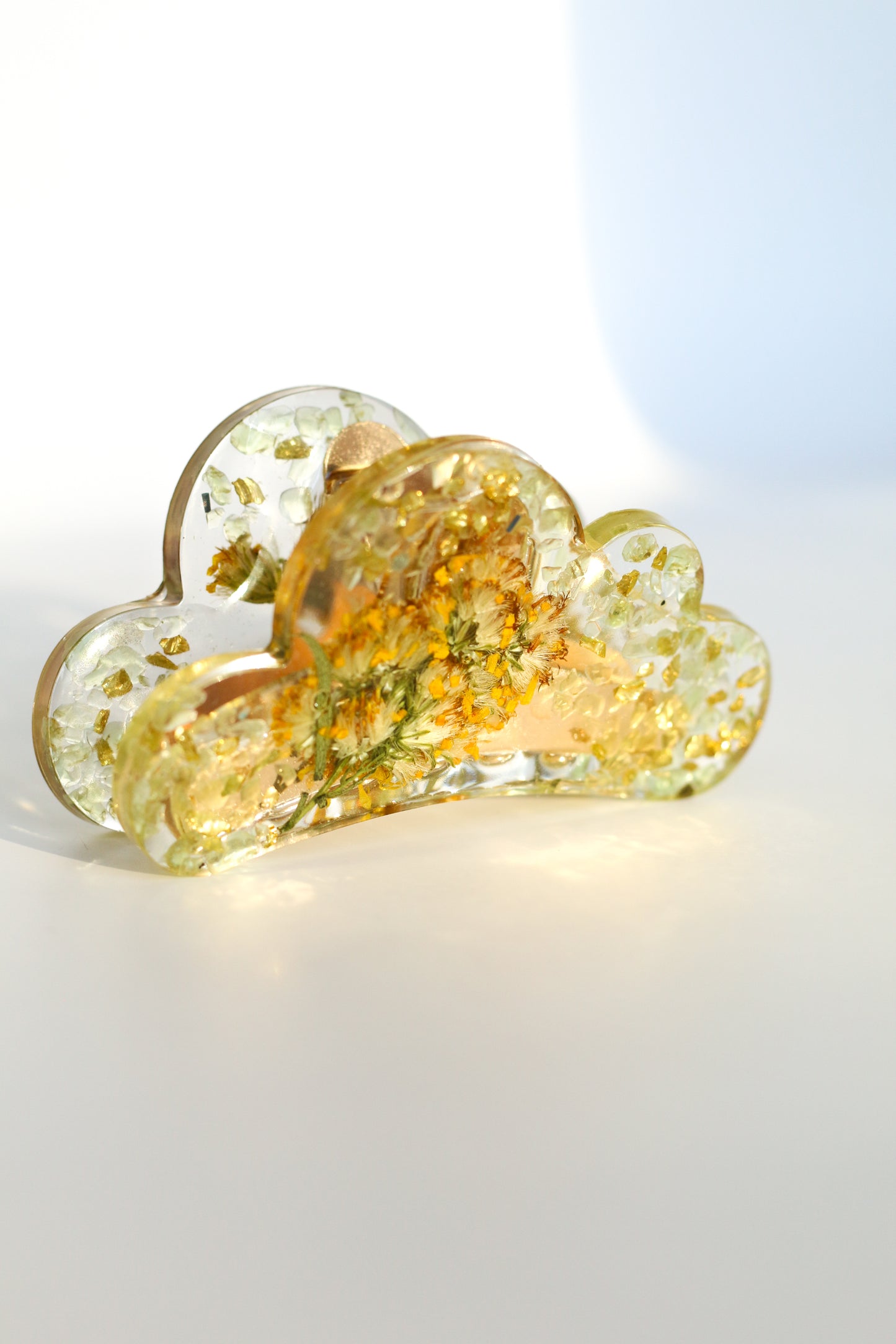 Pince à cheveux fleurs jaunes 04