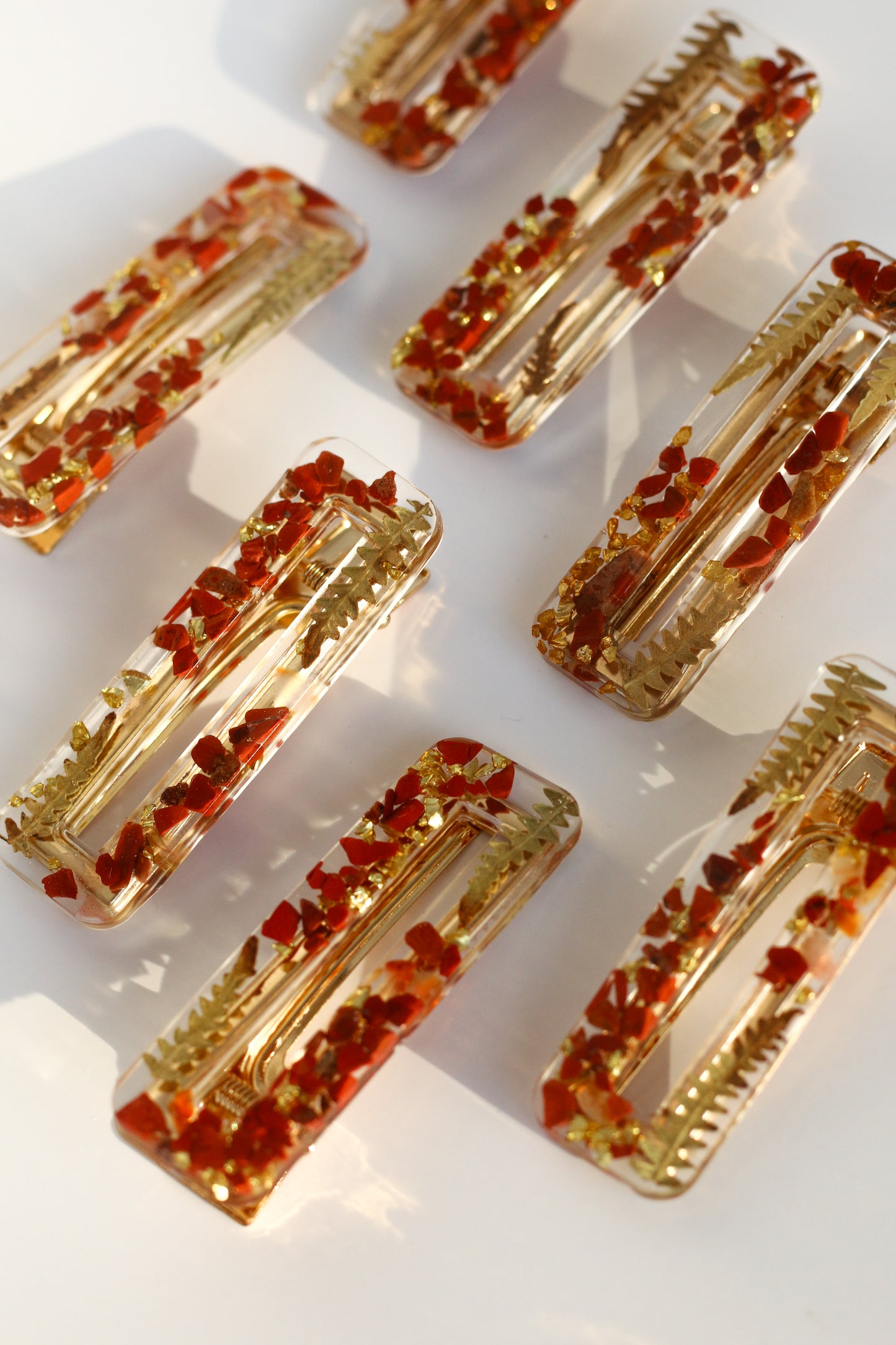 Barrettes jaspe rouge