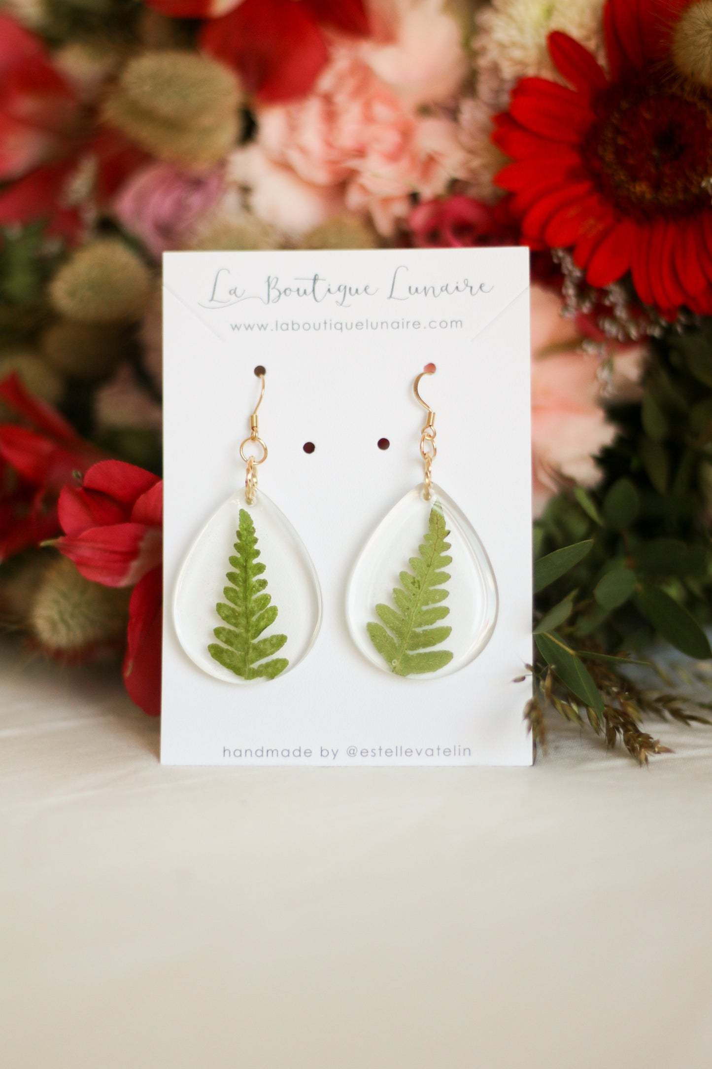 Boucles d'oreilles fougère d'été