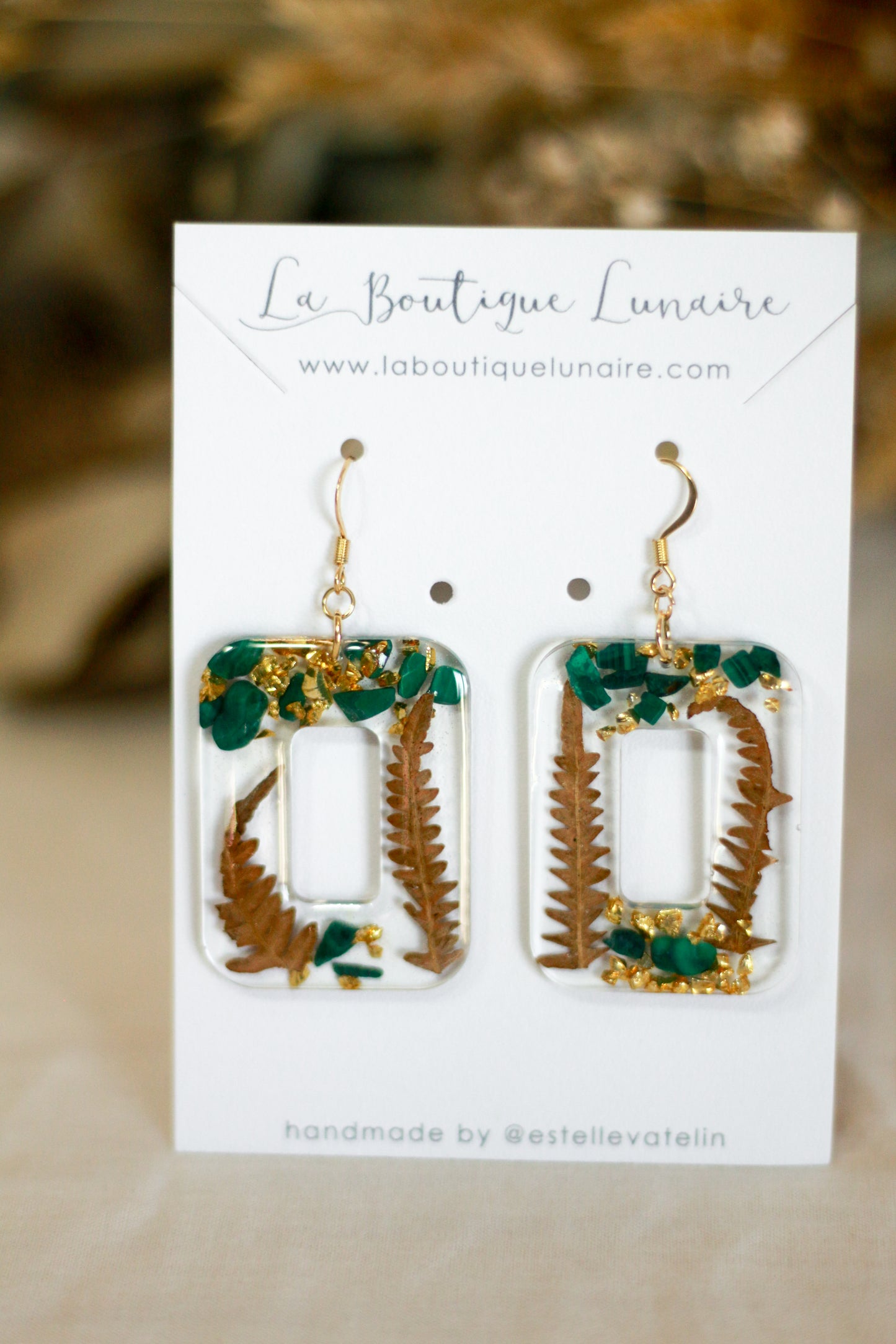 Boucles d'oreilles Gabrielle - malachite