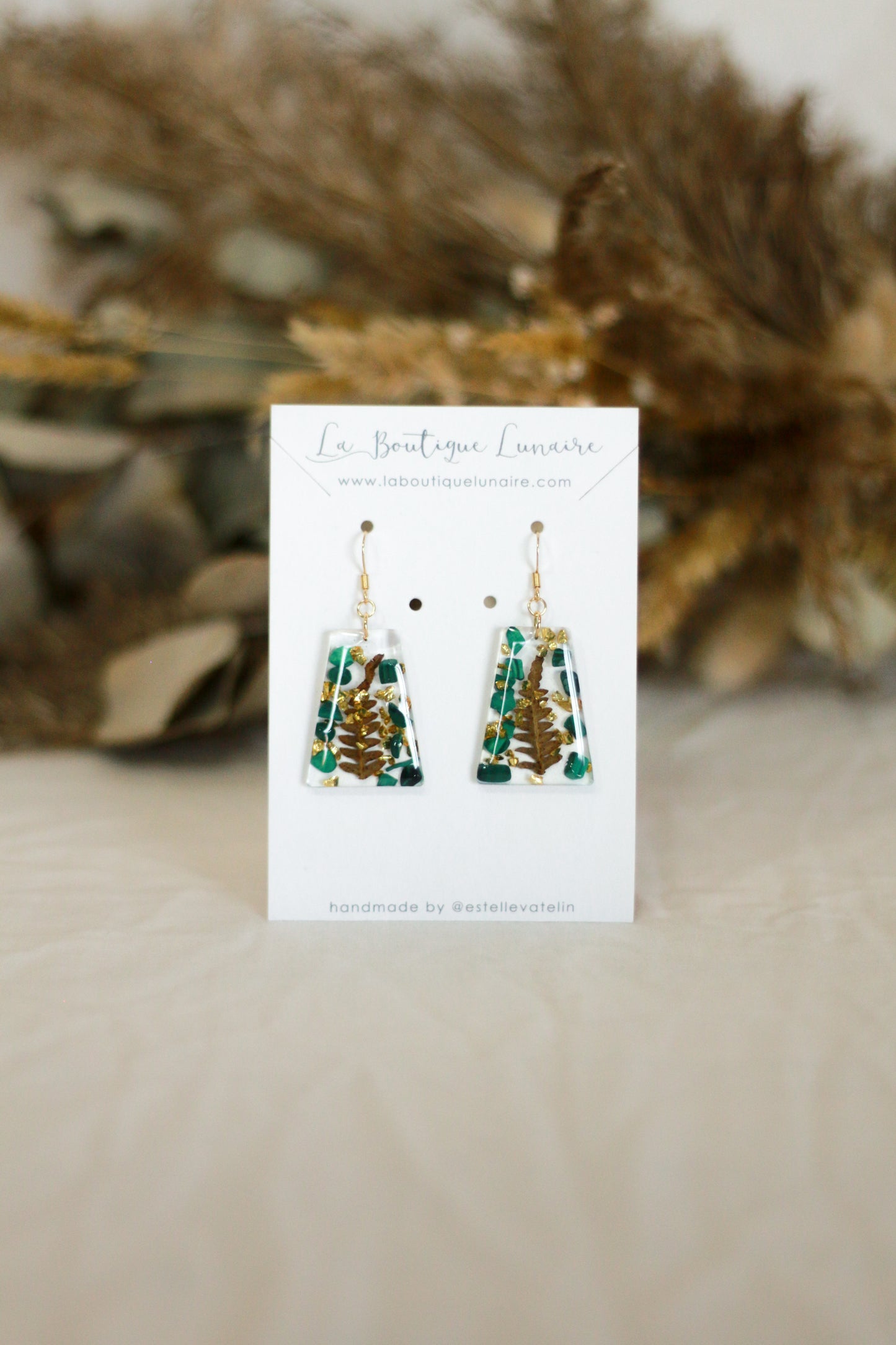 Boucles d'oreilles Carole - malachite