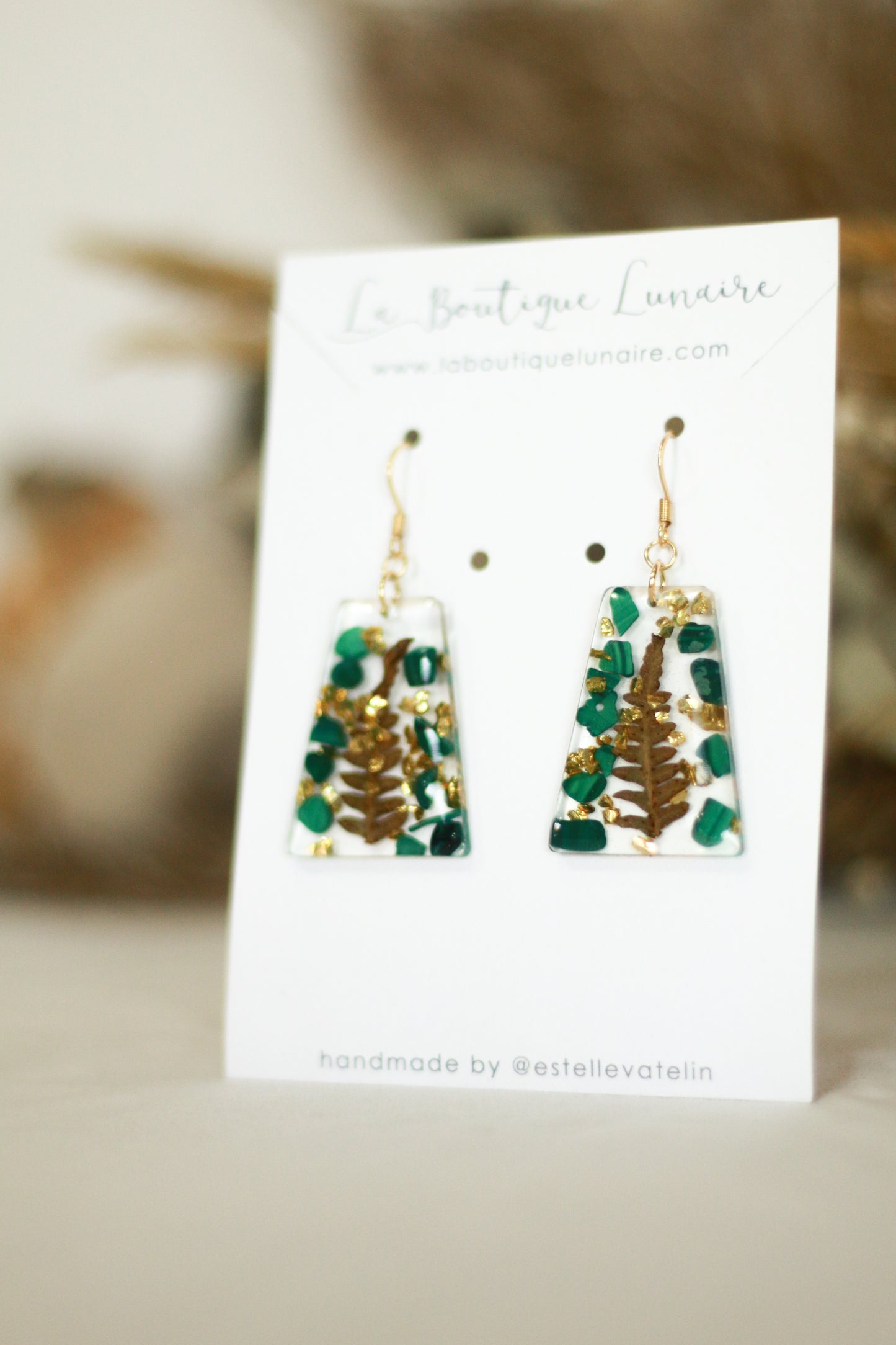 Boucles d'oreilles Carole - malachite