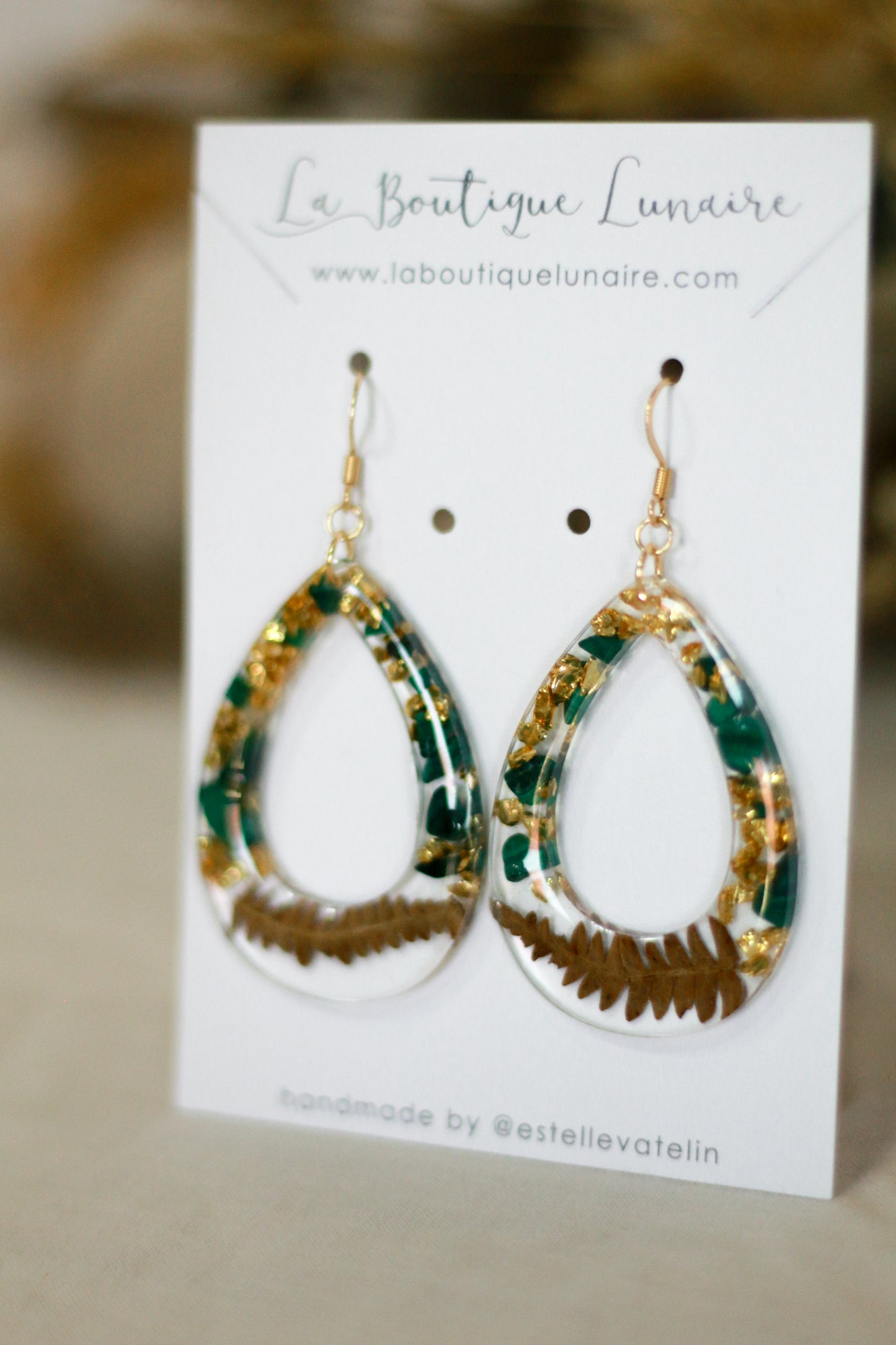 Boucles d'oreilles Emmanuelle - malachite