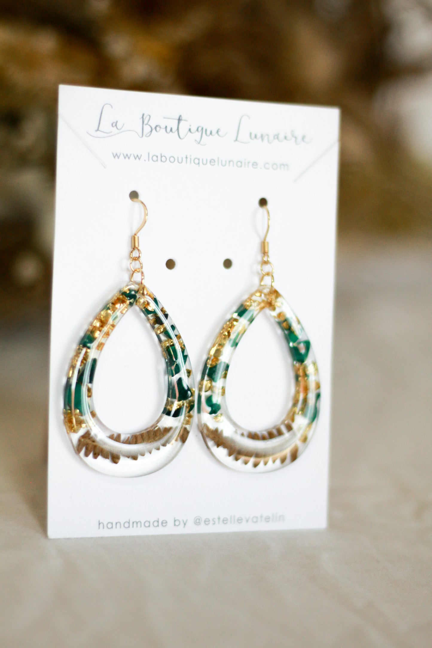 Boucles d'oreilles Emmanuelle - malachite