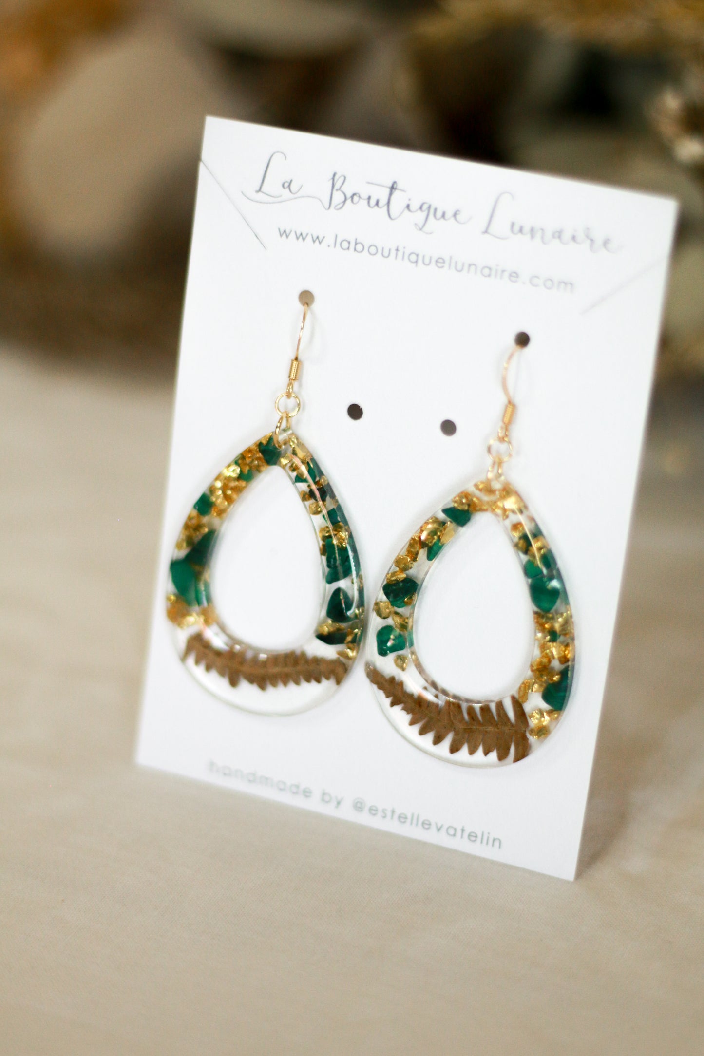 Boucles d'oreilles Emmanuelle - malachite