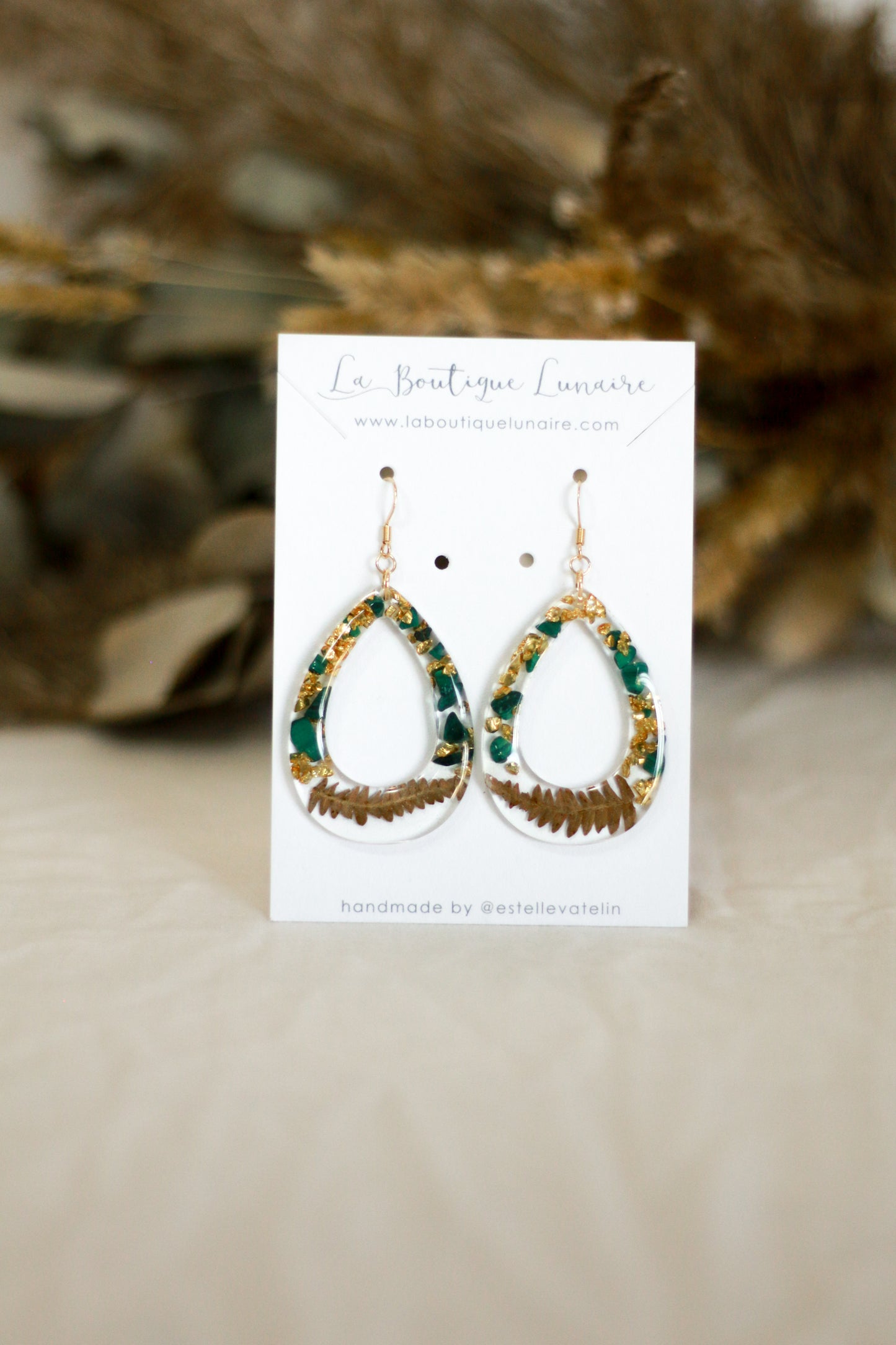 Boucles d'oreilles Emmanuelle - malachite