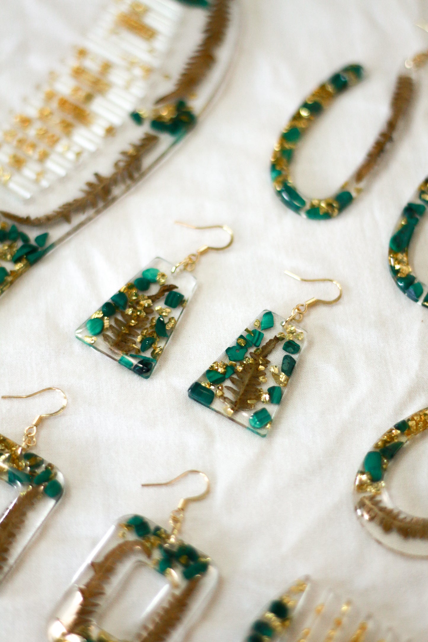 Boucles d'oreilles Carole - malachite