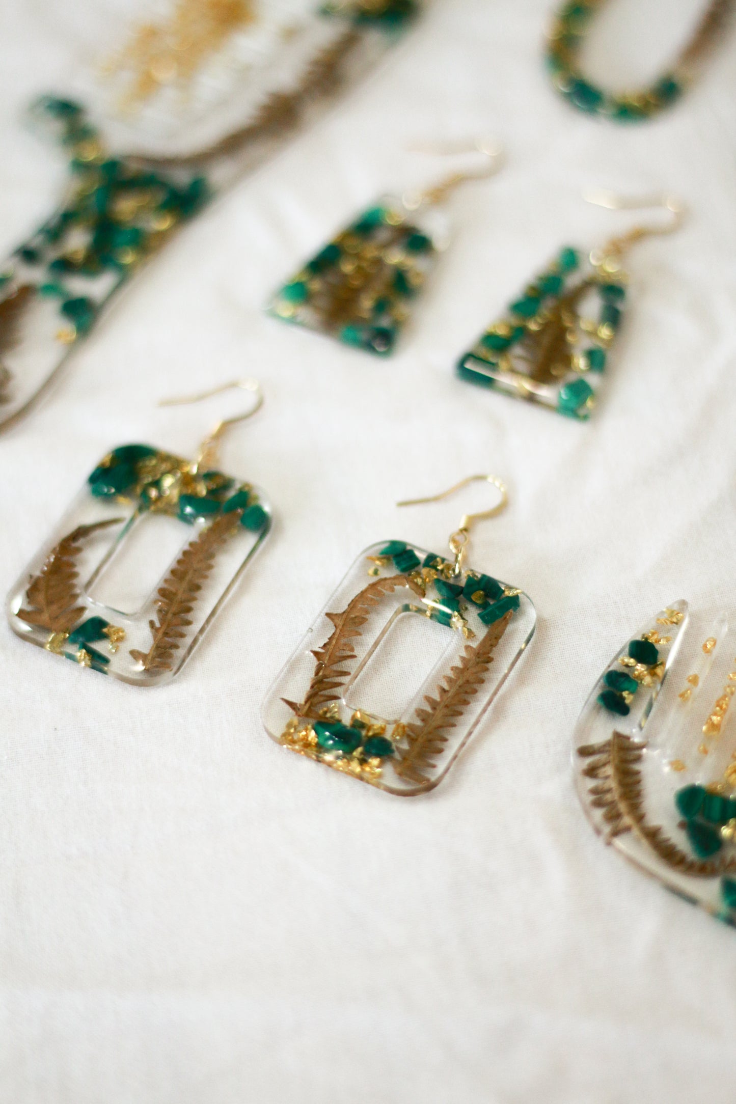 Boucles d'oreilles Gabrielle - malachite