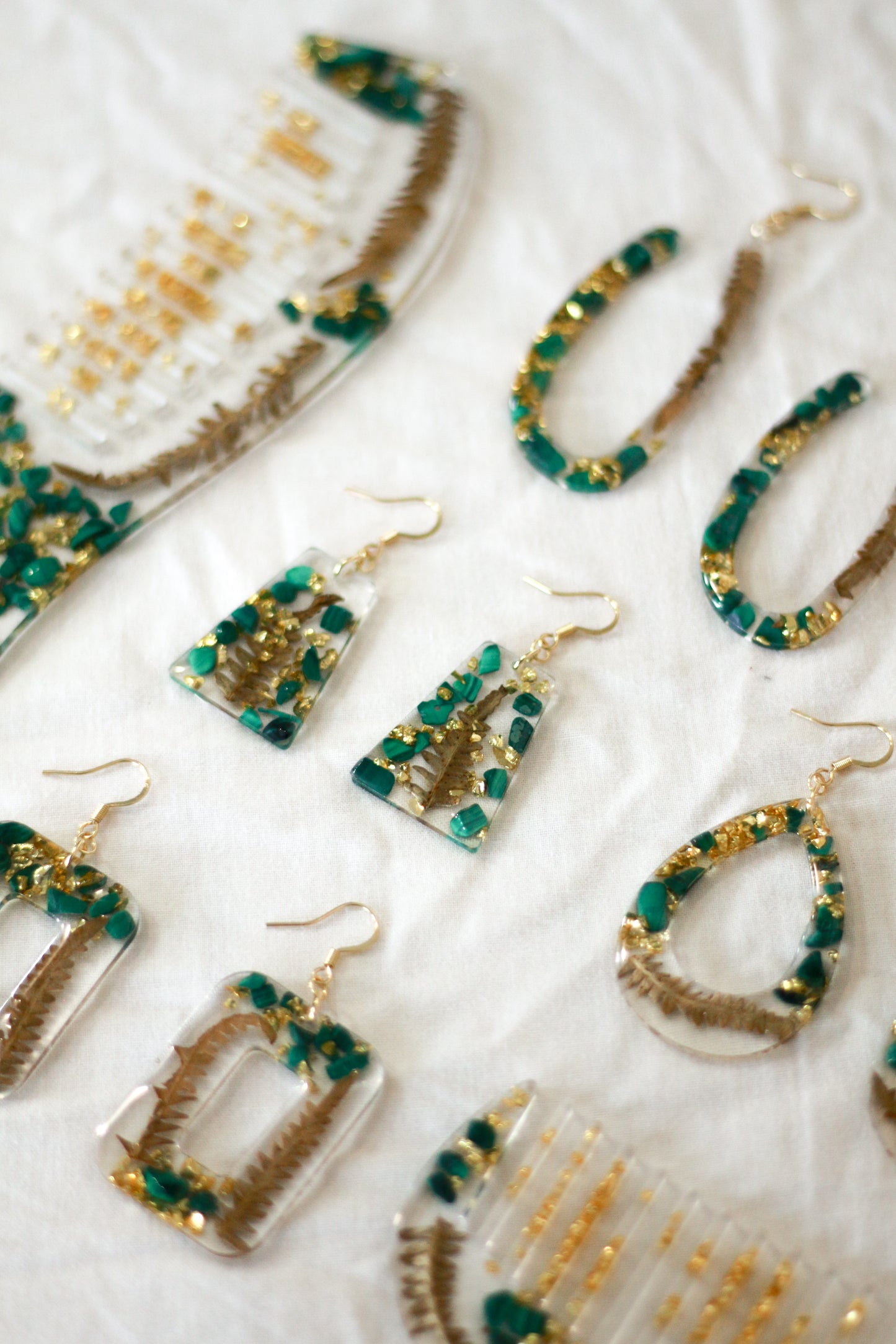 Boucles d'oreilles Carole - malachite