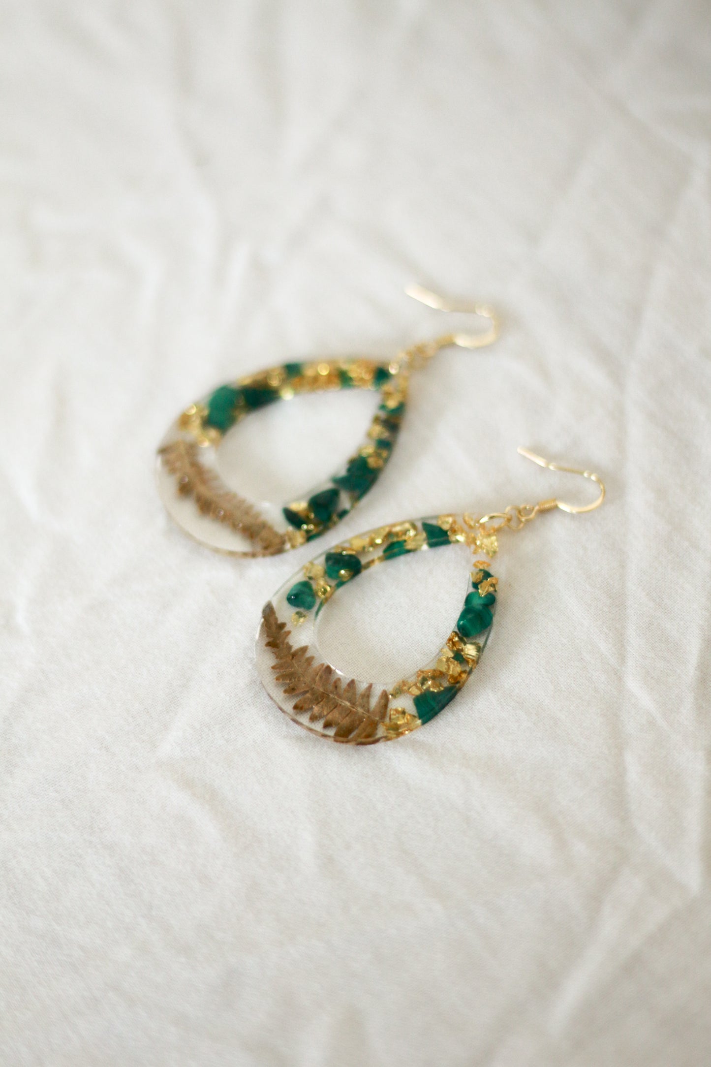 Boucles d'oreilles Emmanuelle - malachite