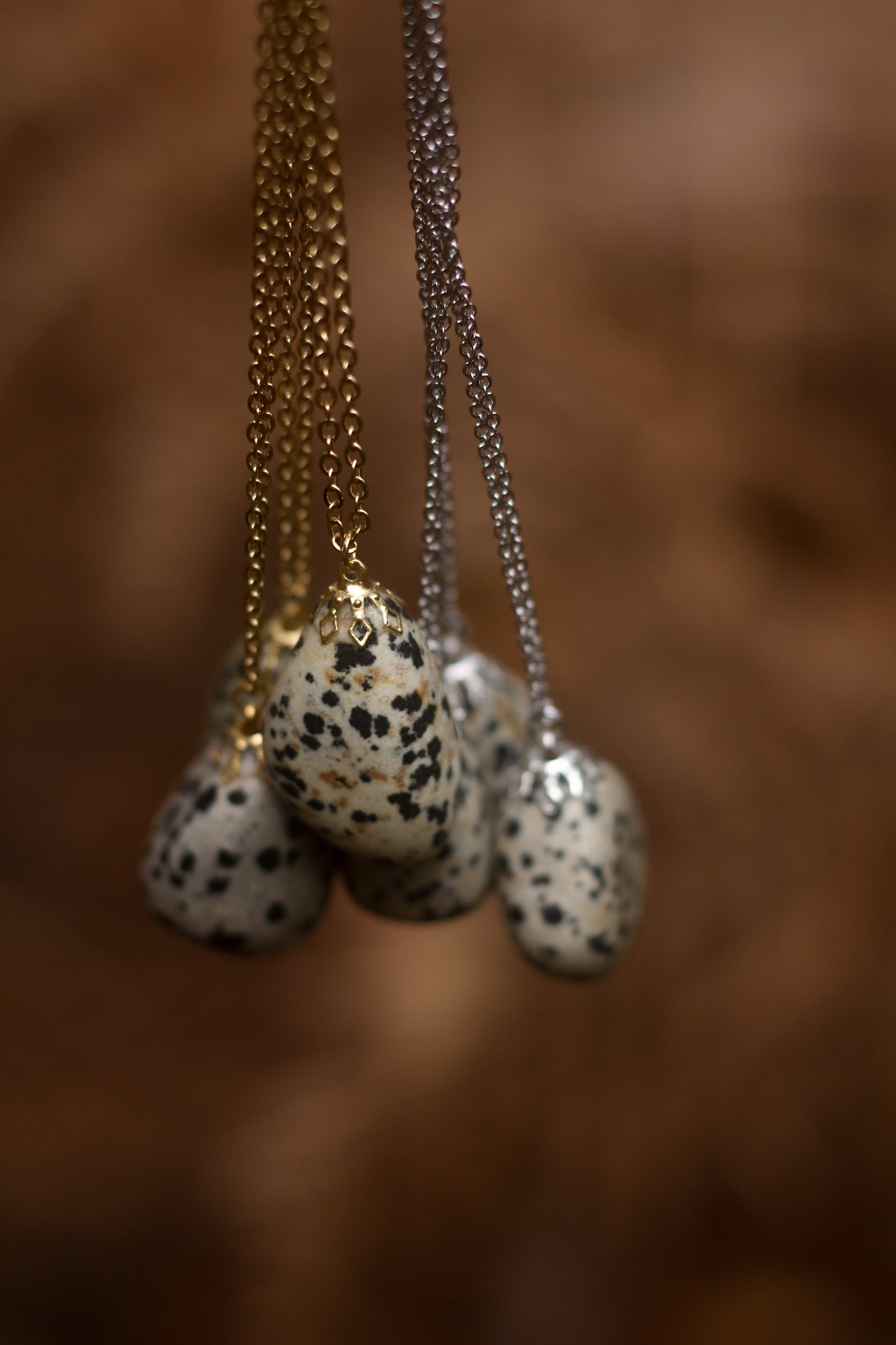 Collier de pierre roulée - Jaspe dalmatien