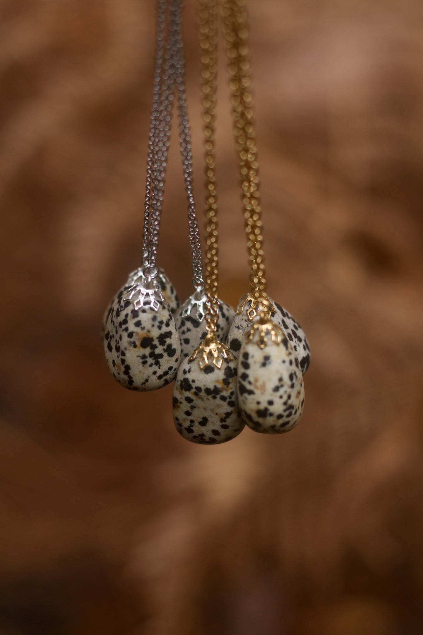 Collier de pierre roulée - Jaspe dalmatien