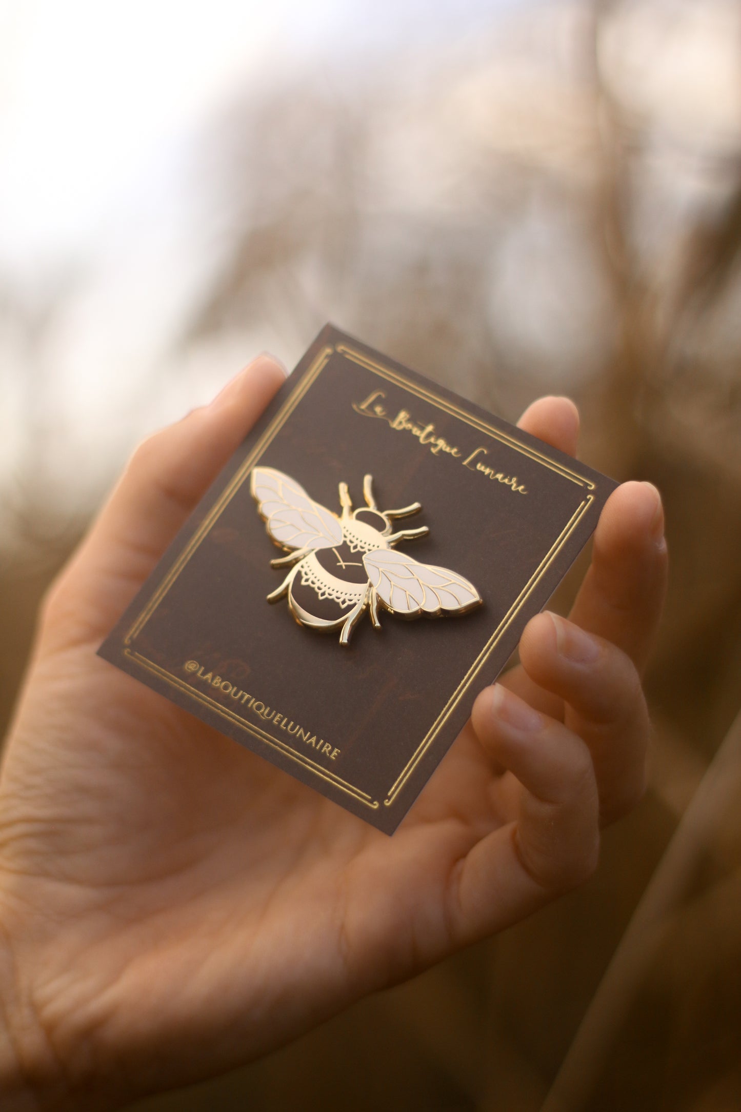 Lot de 3 pin's : abeille, scarabée, loupe
