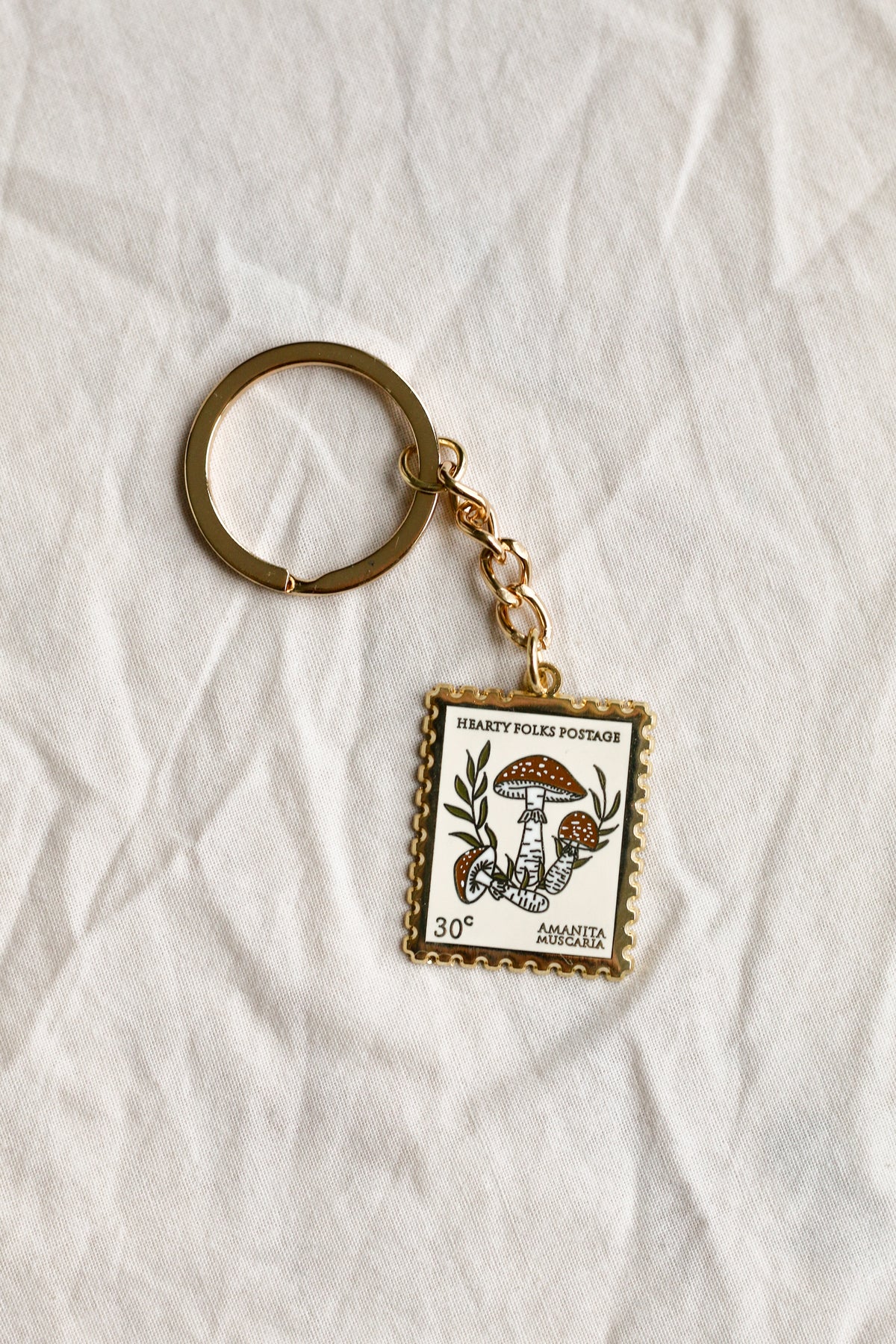 Porte-clefs Timbre postal champignons