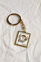 Mushroom Postage Stamp Keychain