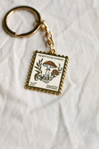 Mushroom Postage Stamp Keychain