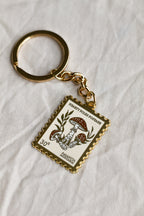 Mushroom Postage Stamp Keychain