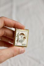 Mushroom postal stamp pin
