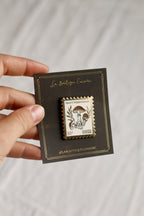 Mushroom postal stamp pin