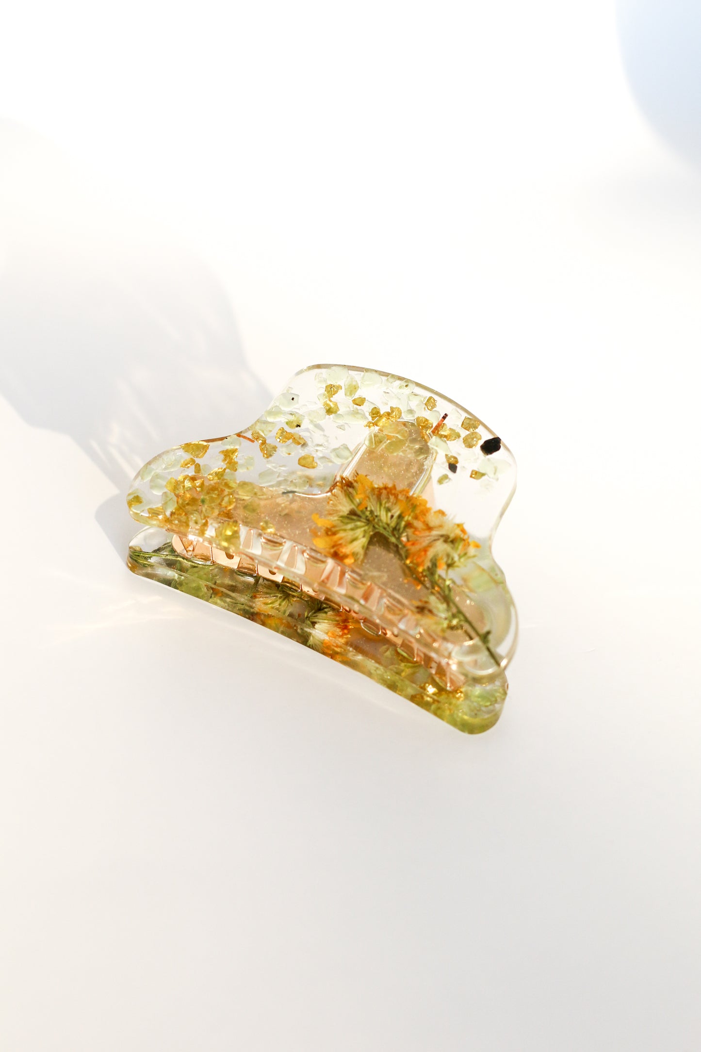 Pince à cheveux fleurs jaunes 01