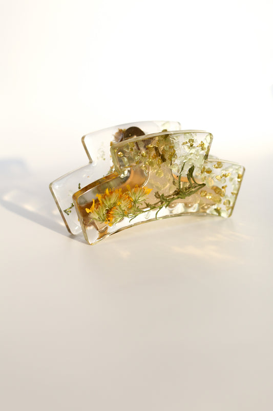 Pince à cheveux fleurs jaunes 03