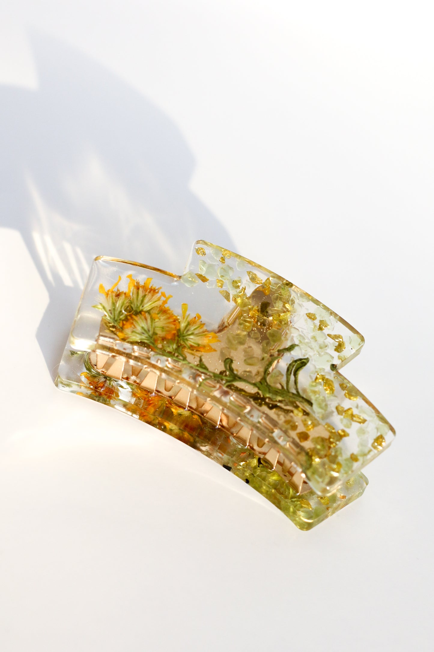 Pince à cheveux fleurs jaunes 03