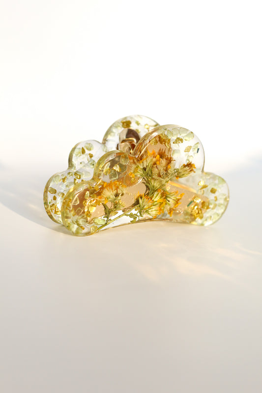 Pince à cheveux fleurs jaunes 04