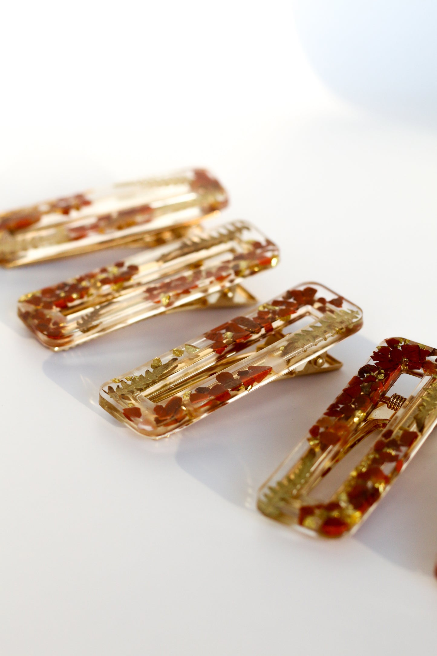 Barrettes jaspe rouge