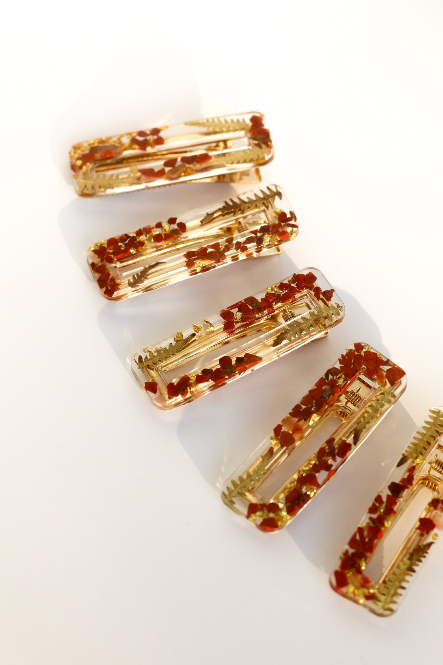 Barrettes jaspe rouge