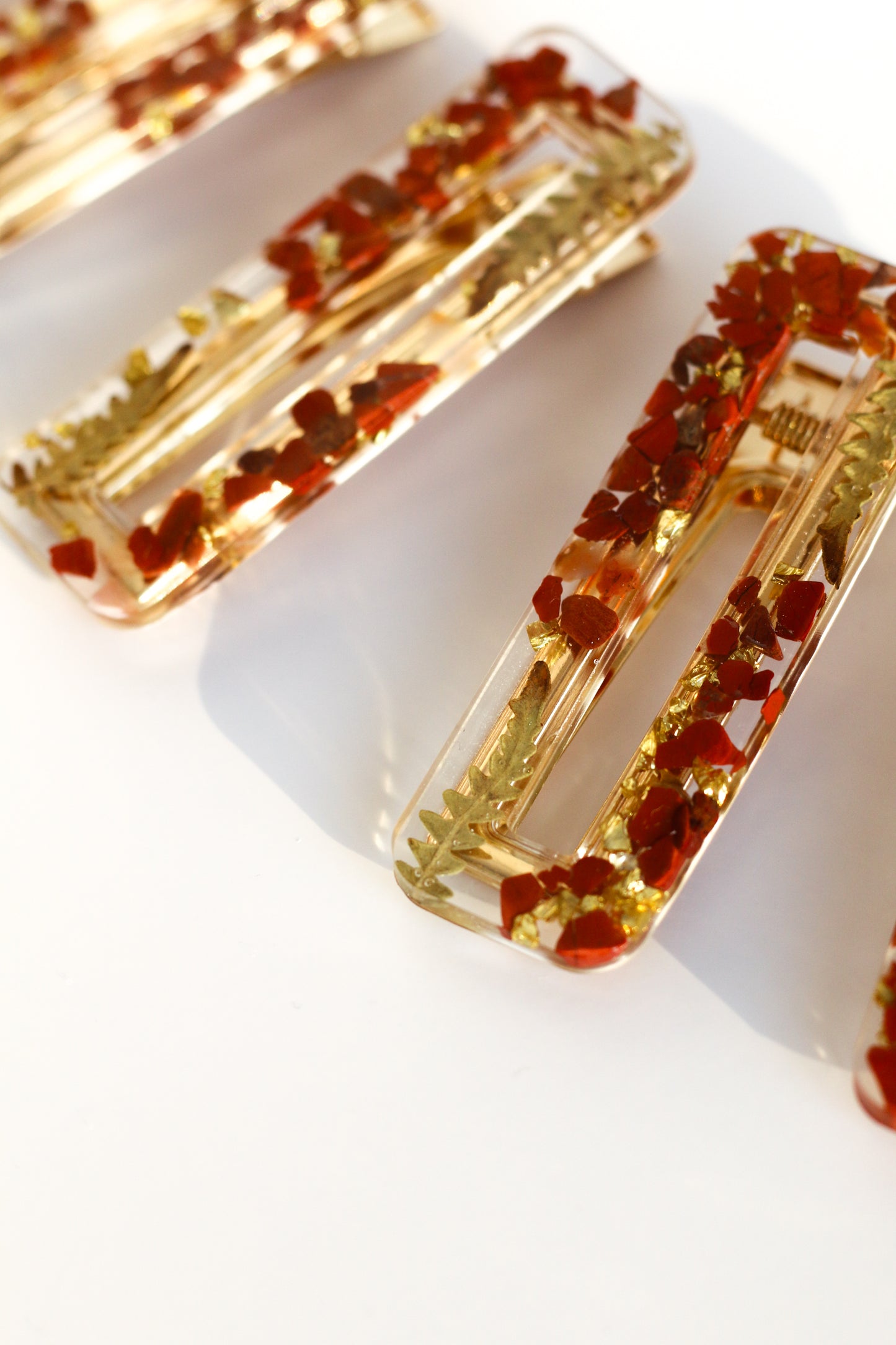 Barrettes jaspe rouge