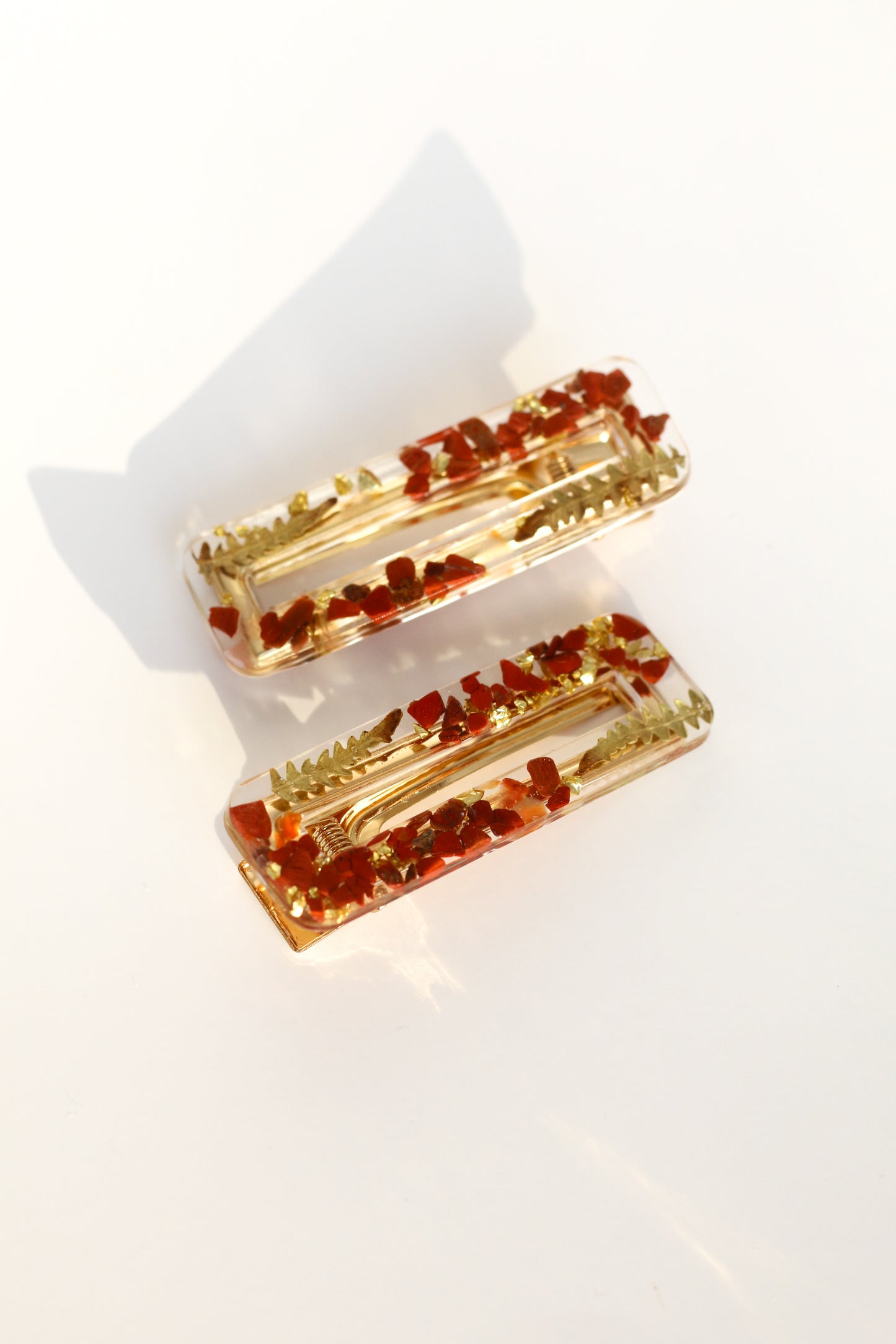 Barrettes jaspe rouge