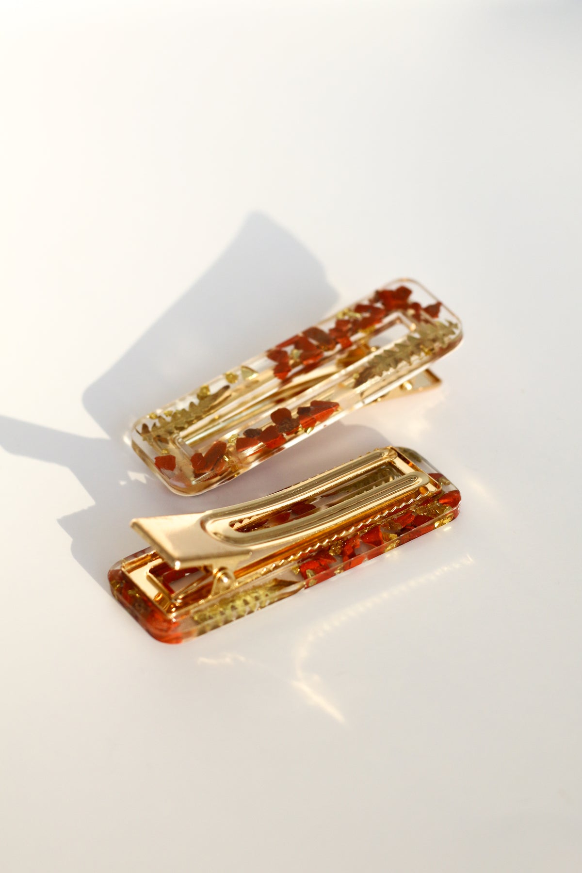 Barrettes jaspe rouge