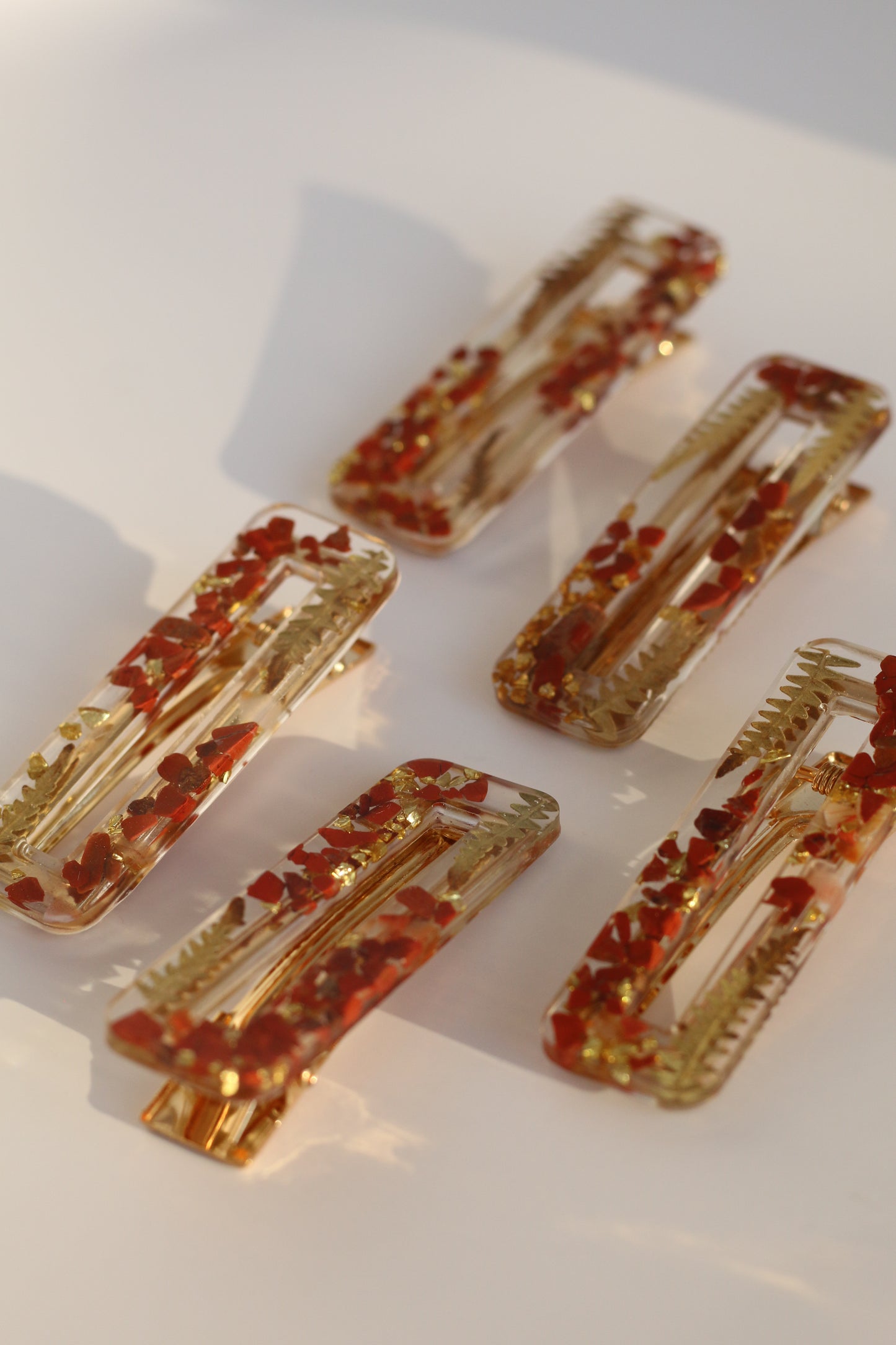 Barrettes jaspe rouge