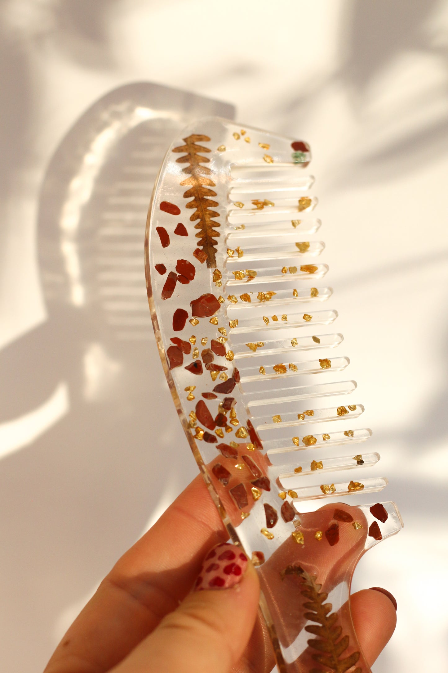 Grand peigne jaspe rouge