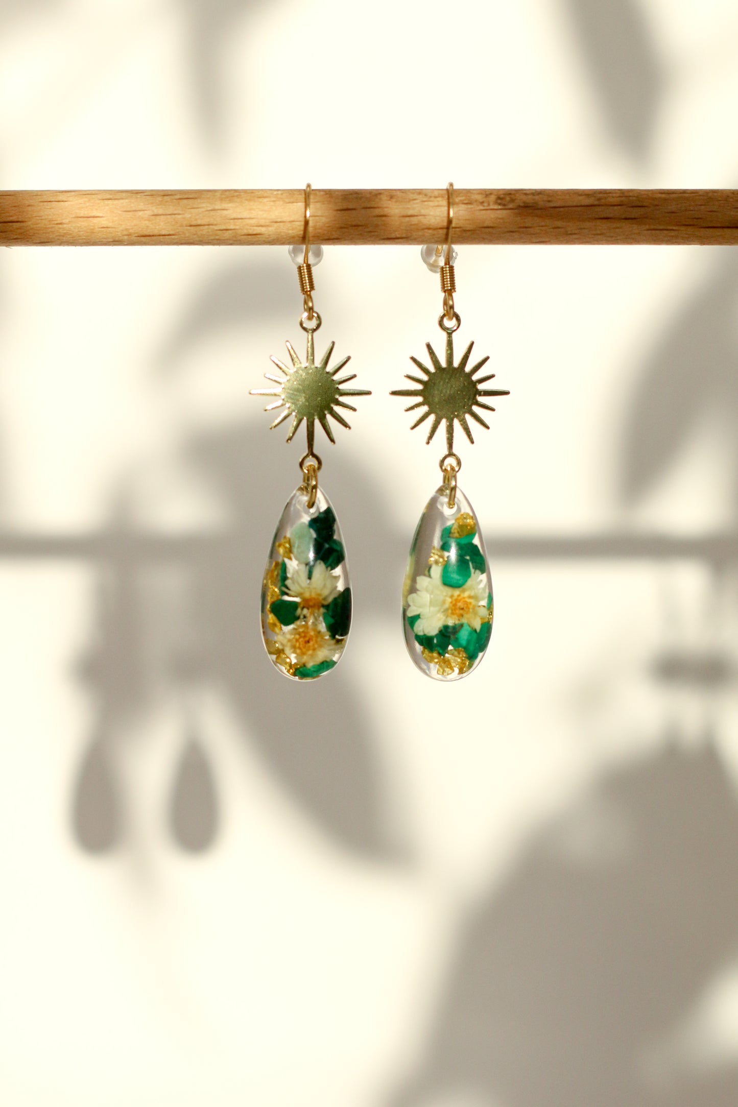 Boucles d'oreilles malachite florale - gouttes