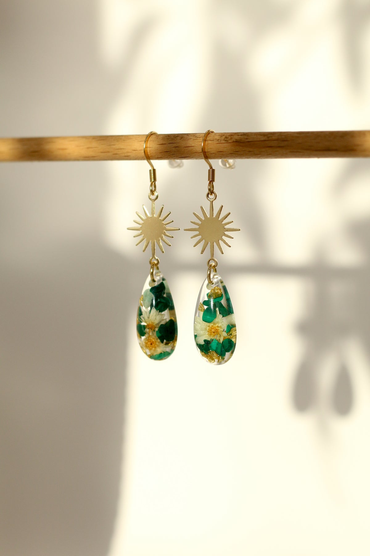 Boucles d'oreilles malachite florale - gouttes