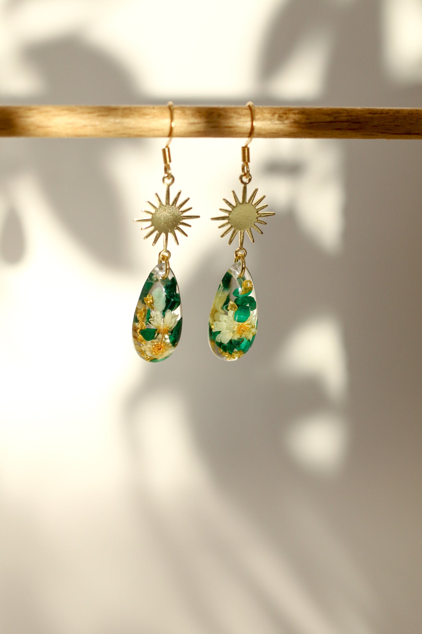 Boucles d'oreilles malachite florale - gouttes
