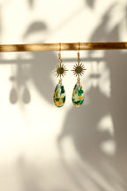 Boucles d'oreilles malachite florale - gouttes