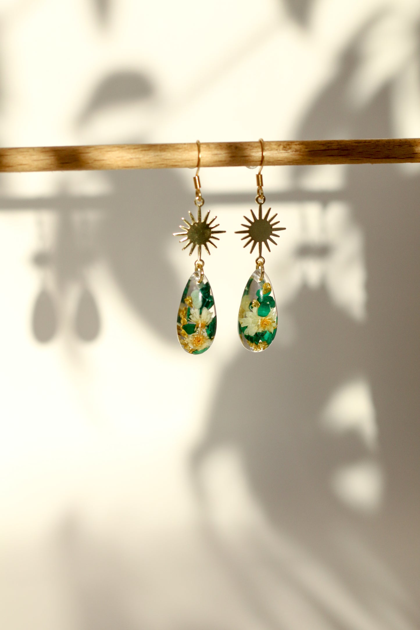 Boucles d'oreilles malachite florale - gouttes