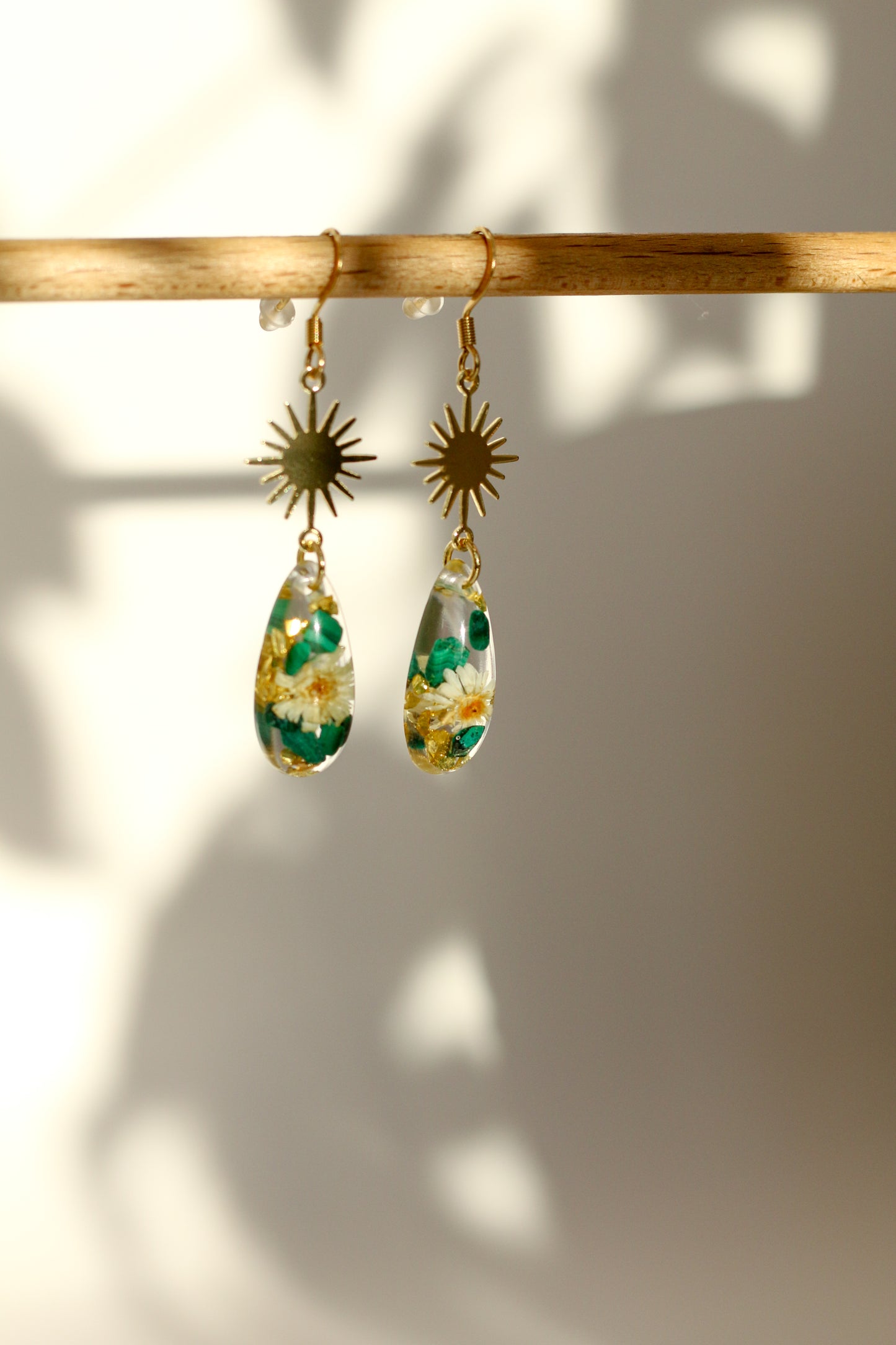 Boucles d'oreilles malachite florale - gouttes