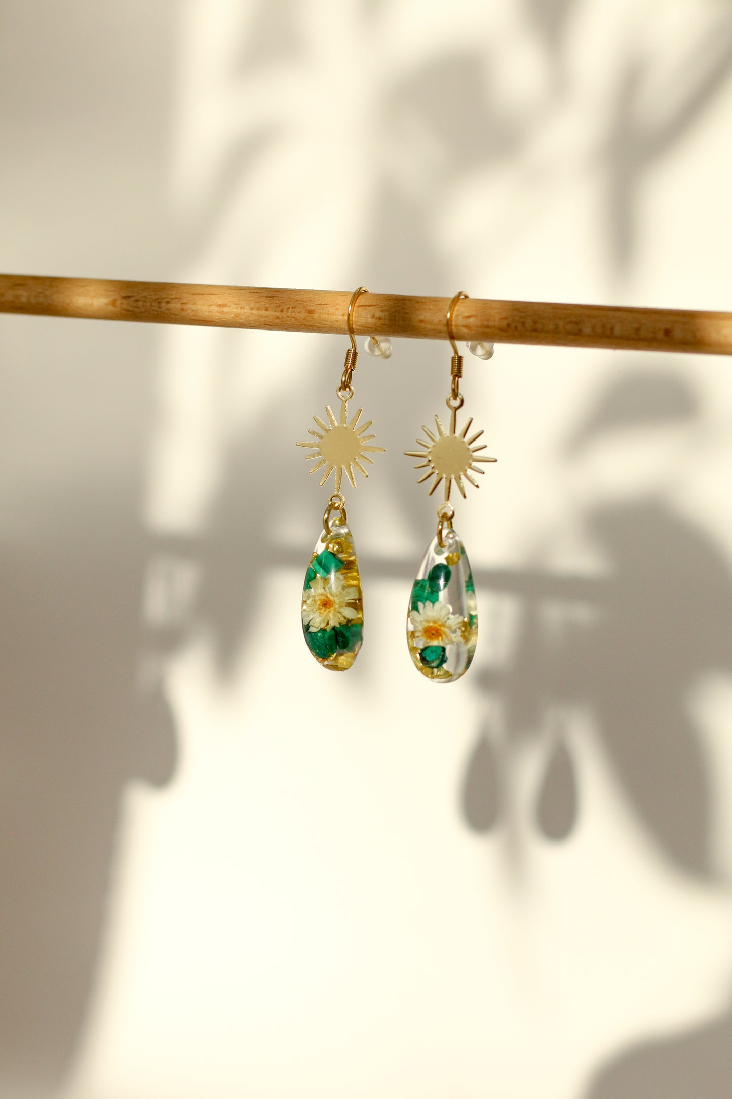 Boucles d'oreilles malachite florale - gouttes