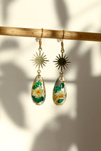 Boucles d'oreilles malachite florale - gouttes