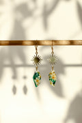 Floral malachite earrings - crystal