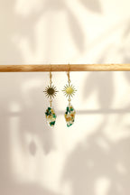Floral malachite earrings - crystal