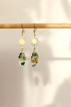 Floral malachite earrings - crystal