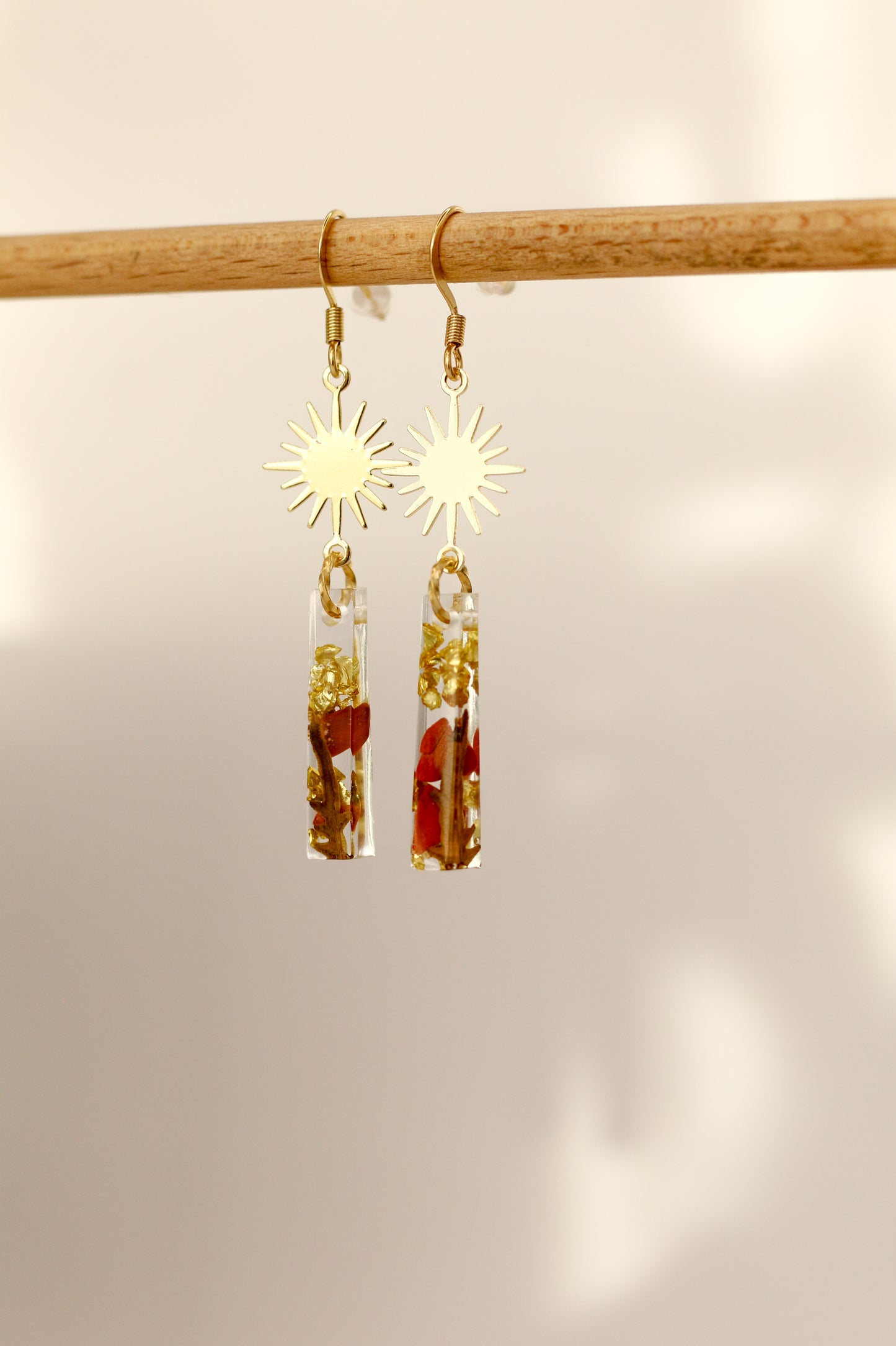 Boucles d'oreilles jaspe rouge - tige