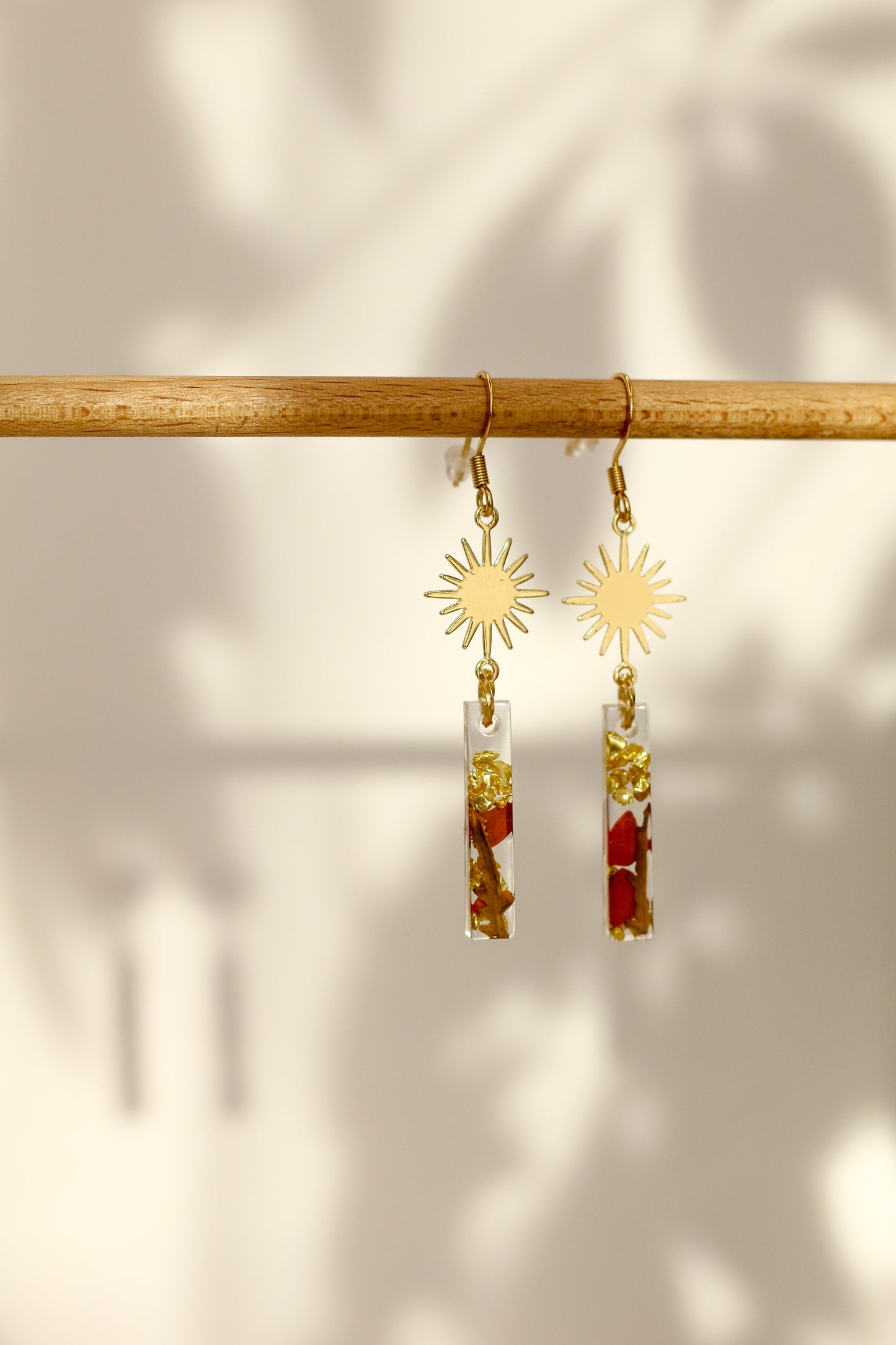 Boucles d'oreilles jaspe rouge - tige